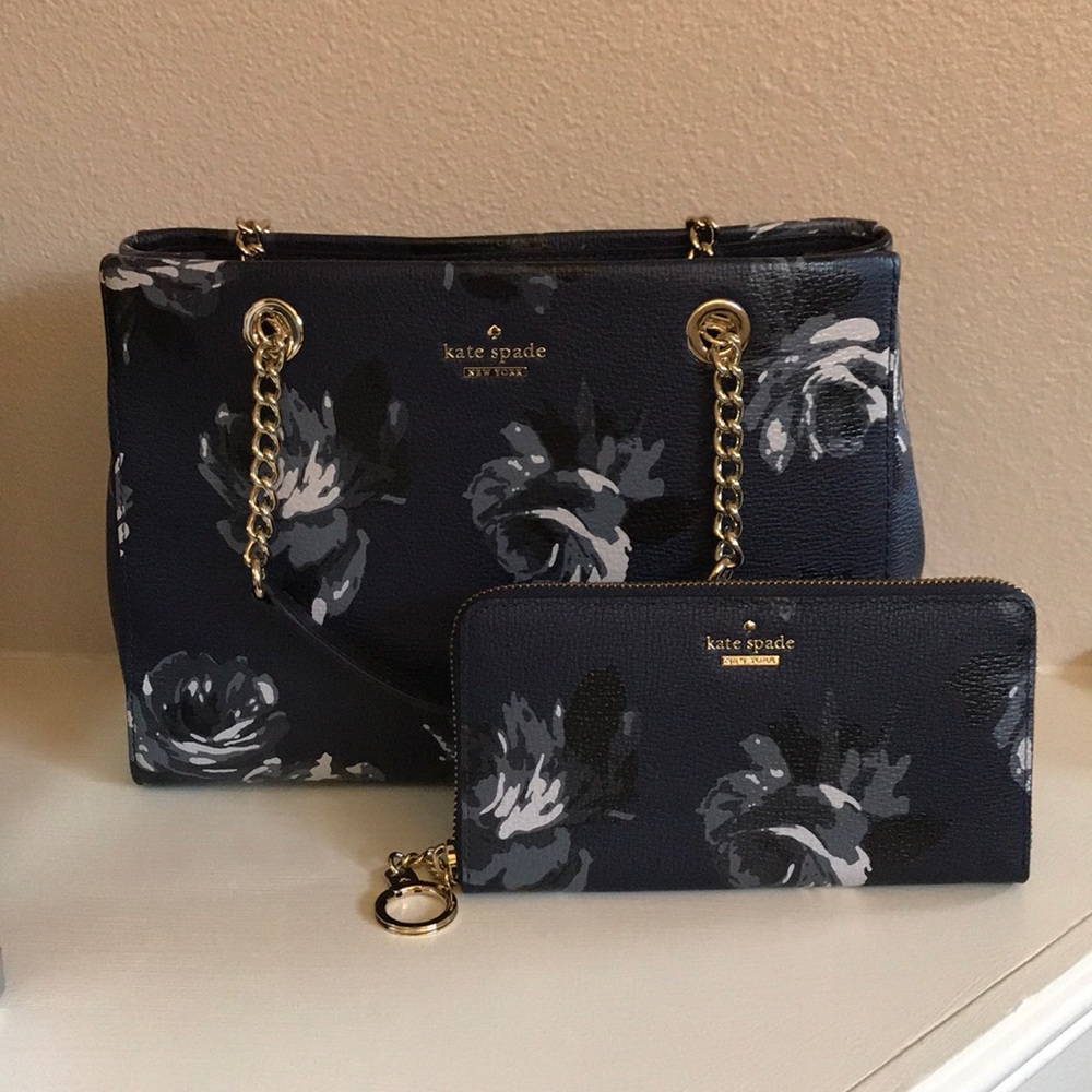 kate spade night rose purse and wallet set